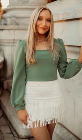 White Fringe Mini Skirt Photo 0