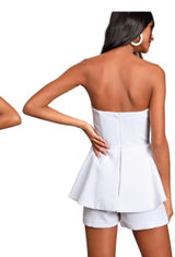 Lulus Where You Are White Strapless Romper Skort Y13152 Small NWT Photo 0