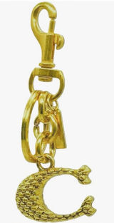 Gold-Tone Letter C Keychain Charm with Lobster Clasp plaid design Photo 0