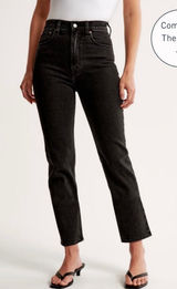 Abercrombie & Fitch The Ankle Straight Ultra High Rise Curve Love Jeans 25 Black Photo 0