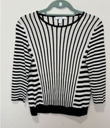 Max‎ Mara Cream Black Striped 3/4 Sleeve Top Sz S Photo 0