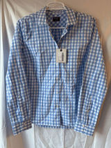 Untuckit Womens Aria Blue and White Checkered Button Up in Regular Fit Size 4 Photo 0