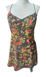 Urban Outfitters Floral Print Strap Spaghetti Button Ruffled Mini Dress Size M Photo 0