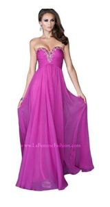 La Femme Purple Magenta Strapless‎ Rhinestone Sweetheart Neck Gown Size 0 Photo 0