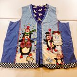 VTG handmade xl Penguin‎ Christmas Vest Women Holiday Party Fun Snowman Lights Photo 0