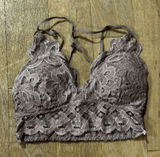 Free People NWOT Charcoal Grey Lace Bralette Floral Pattern Size Small Photo 0