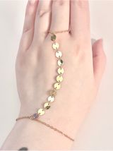 Gold-Tone Disc Hand Chain Bracelet - Women Jewelry Photo 0
