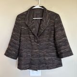 Lafayette 148‎ New York Tweed Boucle Blazer Skirt Jacket Size 6 Brown Work wear Photo 0