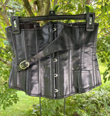 Black Faux Leather Corset Top S Photo 0