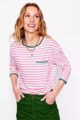 Boden 100% Cotton Striped Blanket Pocket Tee Shirt Size Medium Photo 0