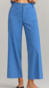 Anthropologie Maeve Colette Wide Leg Women's Jeans Crop Cornflower Blue Size 28 Photo 0