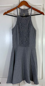 Abercrombie Fitch Gray Lace Neckline Fit Flare Dress‎ Women's Size S Casual Sexy Photo 0