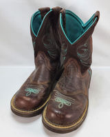 Ariat Fatbaby Heritage Boots Women 7.5 B Brown Teal Leather Western 10016238‎ Photo 0