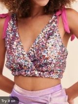 Intimately Free People Womens Sequin Party Big Night Crop Top Xs Photo 0