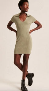 Abercrombie Olive Green Ribbed Knit Mini Dress Photo 0