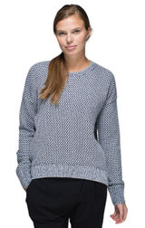 Lululemon Yogi Crew Sweater Size 4 Inkwell Blue Honeycomb Knit Thumbholes 243 Photo 0