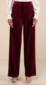 Lulus Posh Idea Plum Velvet High-Rise Straight Leg Trouser Pants Small NWT Photo 0