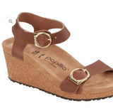 Birkenstock Soley Ring Buckle Wedge Sandals Natural Leather Cognac 39 8-8.5 Photo 0