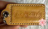 2.5" COACH Tan Fob Bag Charm Hang tag Hangtag Photo 0
