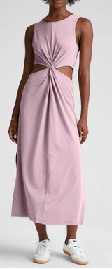 NWT Beyond Yoga Around The World Front Twist Midi Dress Size M, Blush Pink Photo 0
