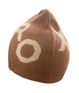 Roxy Knit Beanie Hat Brown Tan Logo Slouchy Winter Ski Snowboard Pink White Photo 0
