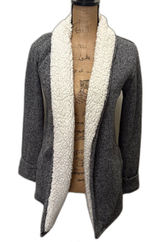 Abercrombie & Fitch Gray Sherpa Lined Open Front Shawl Cardigan Sweater Size XS Photo 0