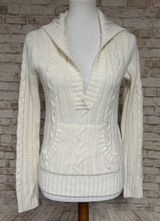 RARE VTG Y2K Aeropostale‎ Cable Knit Hooded Sweater Sz M Bella Swan Indie Mall Photo 0