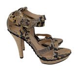 Via Spiga Snakeskin Print Jute Wrapped Platform Sandals Heels Tan‎ Brown 6M Photo 0