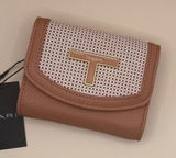 Tahari Zane Women Tan Pebble Faux Leather Woven‎ Trifold Wallet Terracotta NWT Photo 0