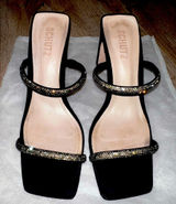 Schutz Shoes Embellished High Heel Sling Back Sandals Black Suede Sz 8 M Photo 0