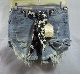 Altar'd State Mid Rise Womens Denim Jean Shorts Size 26 Distressed Fabric Belt Light Wash Blue NWT Photo 0