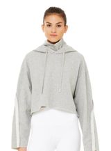 Alo Yoga Effortless Gray Cropped Hoodie heathered grey size small Photo 0