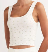 Skims NWT Cotton Crop Rib Tank in Marigold Rosebud Print Size Medium Photo 0