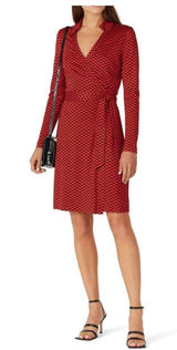 Diane Von Furstenberg silk wrap dress all-over heart print women's size large Photo 0