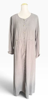 Vintage 90s Nordstrom Tencel Maxi Dress XL Button Front Pockets Taupe Photo 0