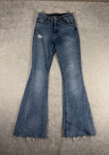Hudson Flare Jeans 25 Blue Distressed Bell Bottom‎ Wide Leg Denim Boho Festival Photo 0