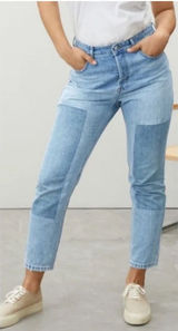 NWT EVERLANE The Curvy 90’s Cheeky Straight Cropped Patchwork Jeans Sz 30 Photo 0