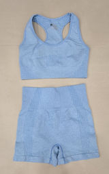 Gymshark Seamless Light Blue Sports Bra & High-Waist Shorts Set Size S Photo 0