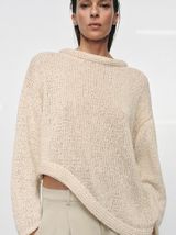 Zara Asymmetric Knit Sweater Size Small Cream / Off-White Photo 0