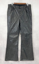 Gap Womens 70s Flare Faux Leather‎ Pants Size 14 High Rise Rocker Street Grunge Photo 0