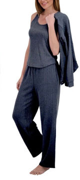 Live 2 Lounge Large Navy Coastal Lounge Knit Tank With‎ Cardigan Cabincor Photo 0