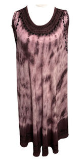 Tie Dye Midi‎ Dress Cover-Up Womens OSFM Purple Embroidered Boho Hippie Festival Photo 0