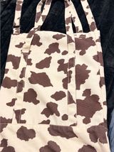 Canvas Cowprint Tote Bag in Brown and Cream Photo 0