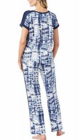 Lucky Brand Women’s Fleece Two Piece Blue Tie Dyed Lounge Pajama Set medium Photo 0