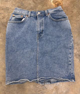 Levi's Premium Mid-Length Western Blue Denim Skirt Medium Wash Womens 28 Photo 0