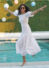 NWOT Veronica Beard Cali White eyelet off the shoulder midi Dress in White Sz 0 Photo 0