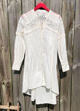Feather Bone White Lace Long Sleeve Peasant Dress XS Photo 0