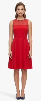 Banana Republic Red Sheer Illusion Panel Fit Flare Dress 8 Sleeveless Mini Photo 0