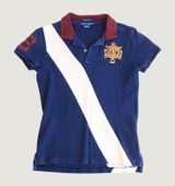 Ralph Lauren Skinny Polo Women M Navy White Sash Crest Equestrian Vintage Y2K Photo 0