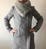 Club Monaco Evangah Wool Coat Heather Grey Small Vintage‎ Faux Fur Slavic Photo 0